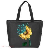 CERVICAL CANCER AWARENESS Sunflower Teal Ribbon Fighter Tote Bag thumb 0