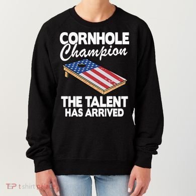Cornhole Champion American Flag Board Funny Cornhole Women's Sweatshirt