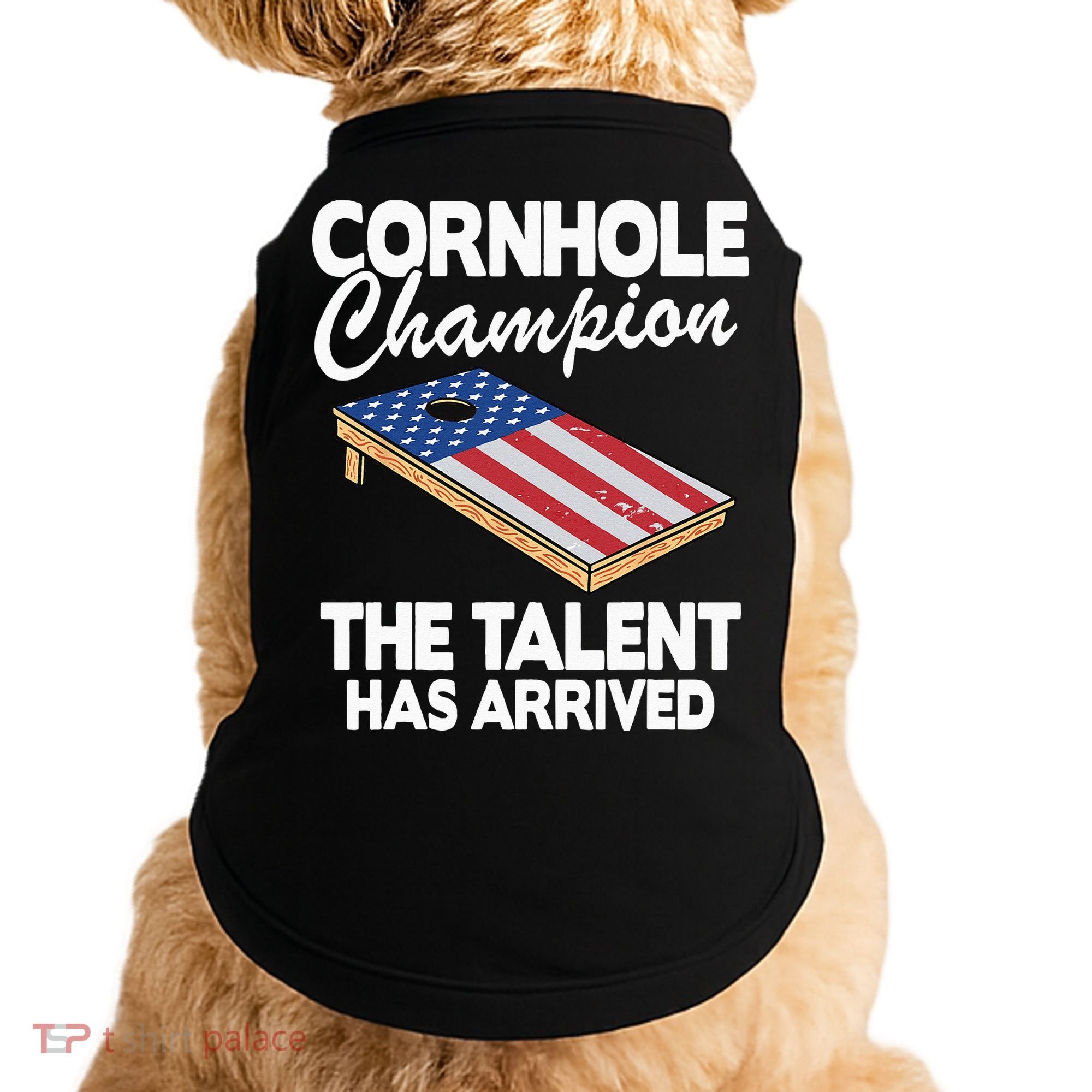 Cornhole Champion American Flag Board Funny Cornhole Doggie Tank