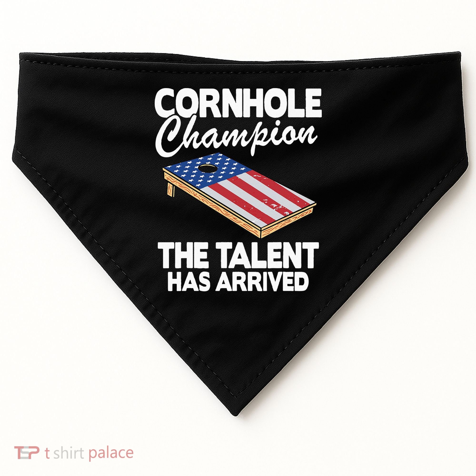 Cornhole Champion American Flag Board Funny Cornhole USA-Made Doggie Bandana