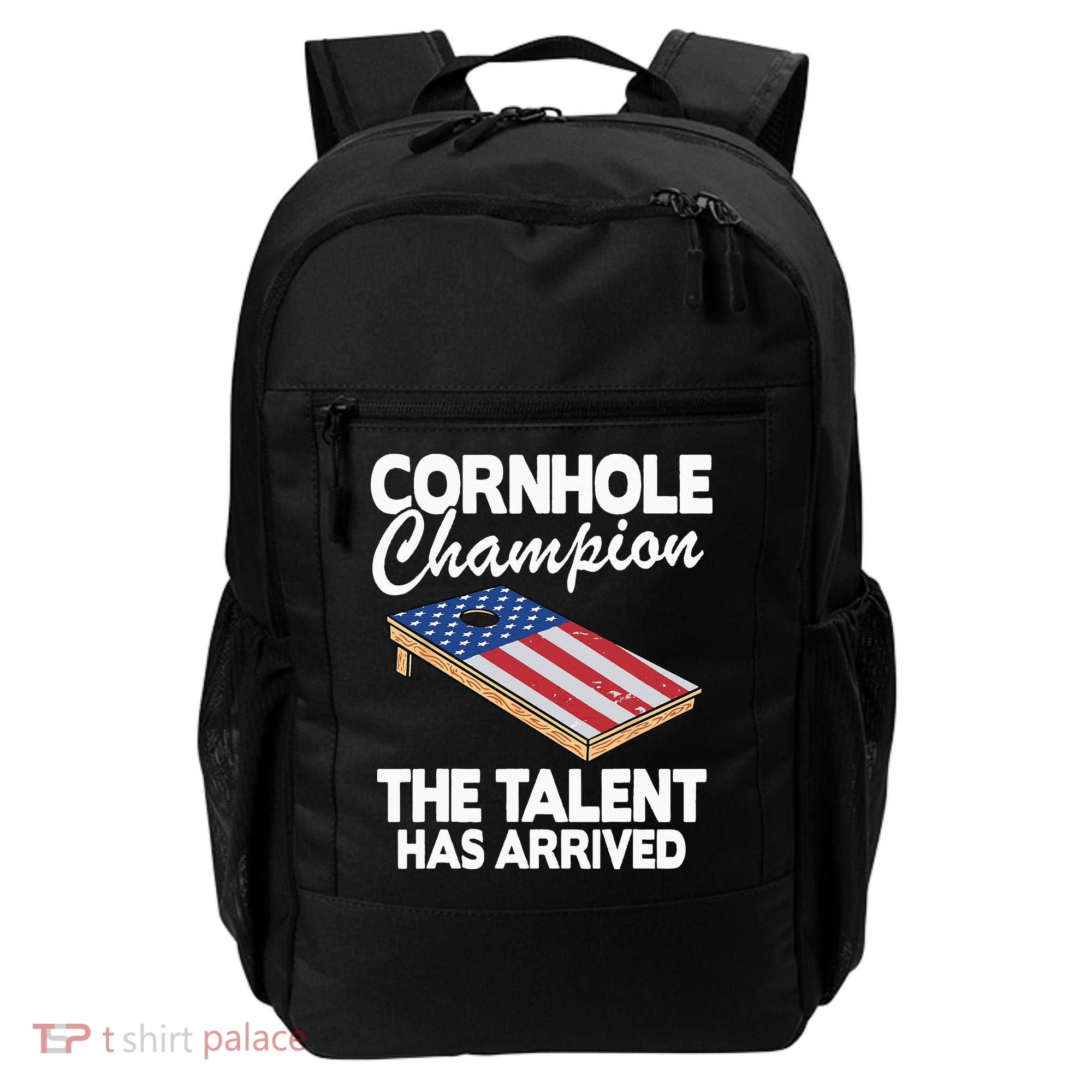 Cornhole Champion American Flag Board Funny Cornhole Backpack