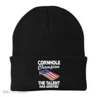 Cornhole Champion American Flag Board Funny Cornhole Beanie thumb 0