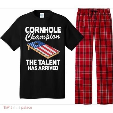 Cornhole Champion American Flag Board Funny Cornhole Pajama Set