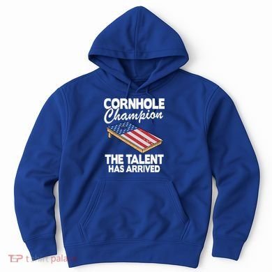 Cornhole Champion American Flag Board Funny Cornhole Hoodie