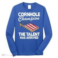 Cornhole Champion American Flag Board Funny Cornhole Long Sleeve Shirt thumb 0