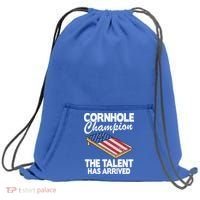 Cornhole Champion American Flag Board Funny Cornhole Sweatshirt Cinch Pack Bag thumb 0