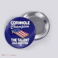 Cornhole Champion American Flag Board Funny Cornhole Button thumb 0