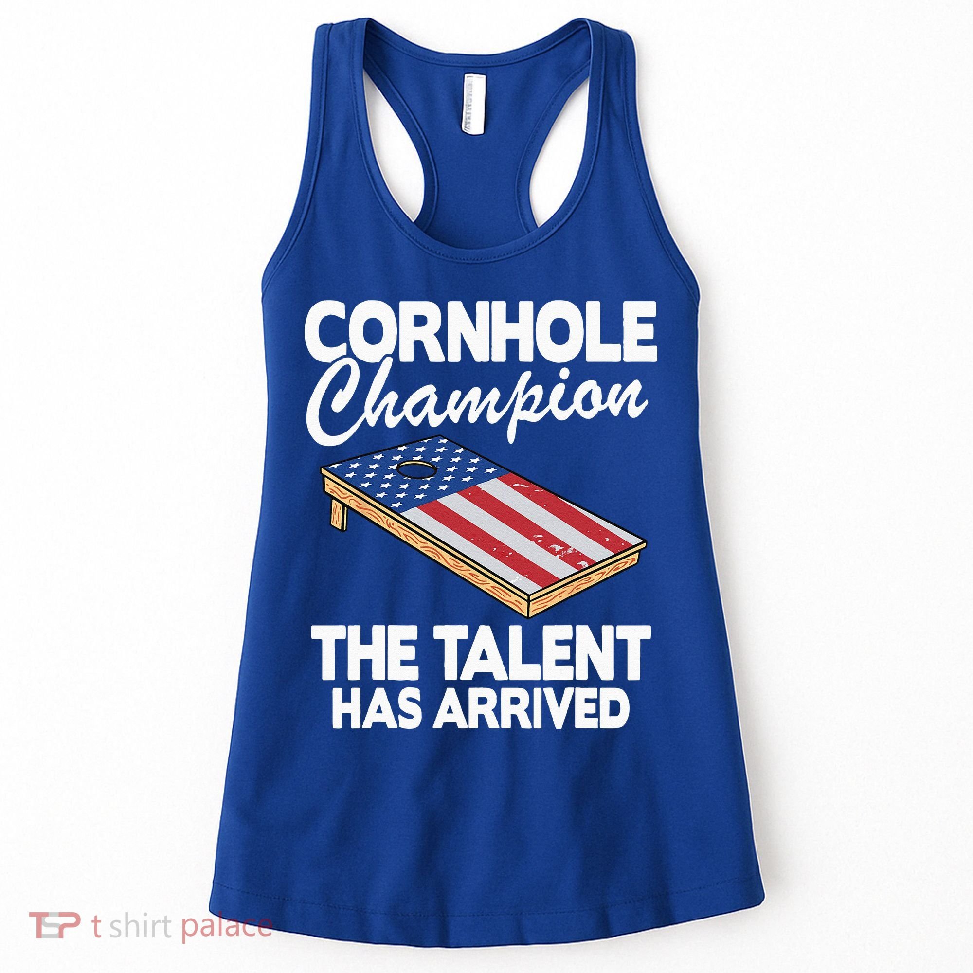 Cornhole Champion American Flag Board Funny Cornhole Women's Tank Top