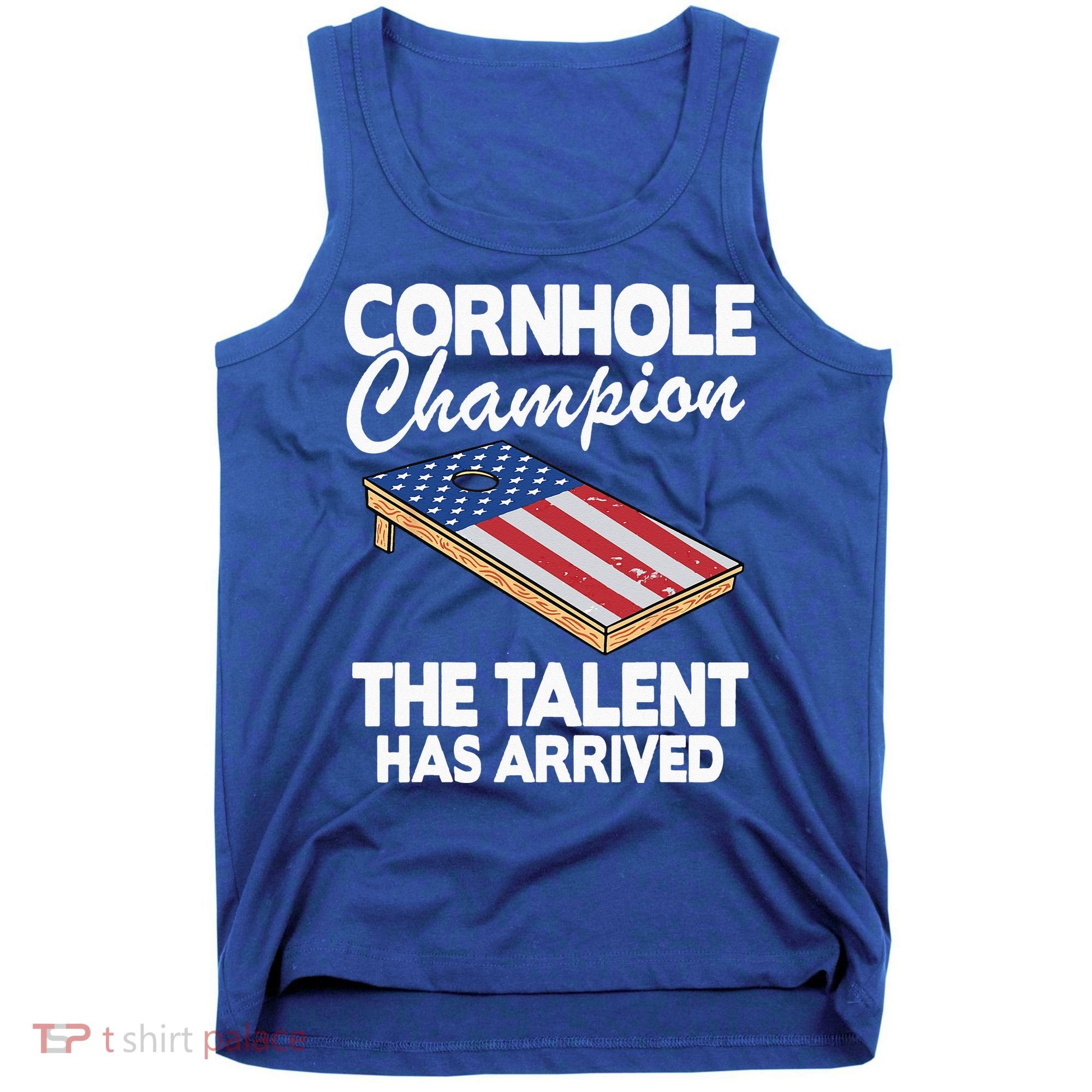 Cornhole Champion American Flag Board Funny Cornhole Tank Top