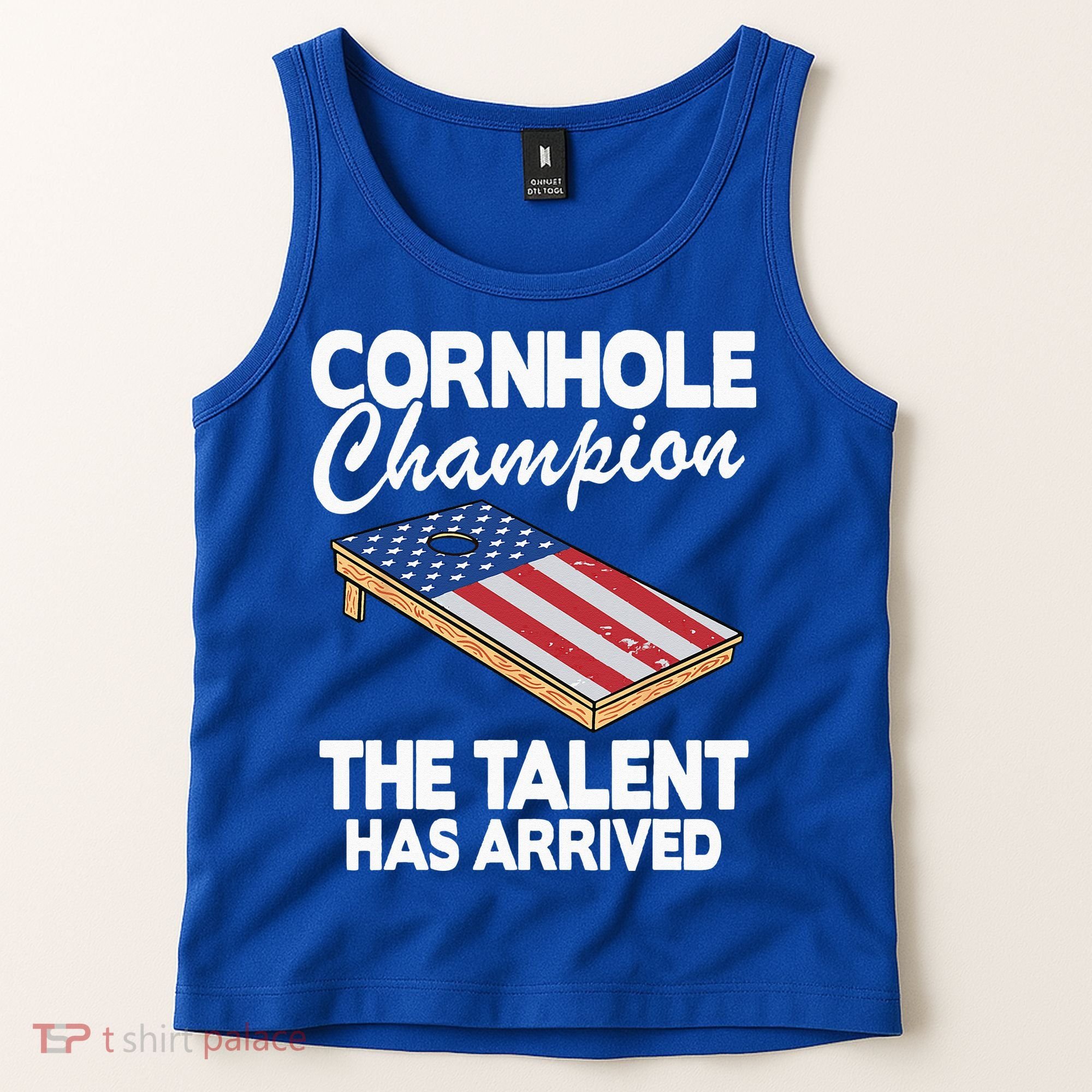 Cornhole Champion American Flag Board Funny Cornhole Tank Top