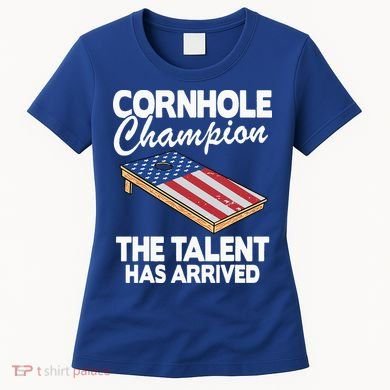 Cornhole Champion American Flag Board Funny Cornhole Women's T-Shirt