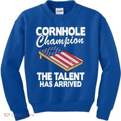 Cornhole Champion American Flag Board Funny Cornhole Kids Sweatshirt