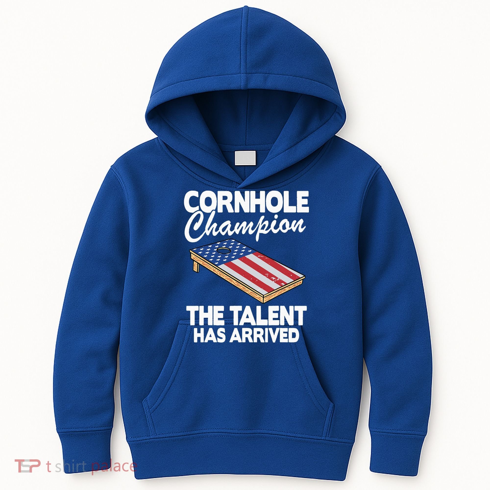 Cornhole Champion American Flag Board Funny Cornhole Kids Hoodie