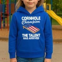 Cornhole Champion American Flag Board Funny Cornhole Kids Hoodie thumb 3