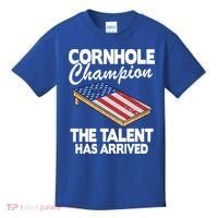 Cornhole Champion American Flag Board Funny Cornhole Kids T-Shirt thumb 0