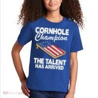 Cornhole Champion American Flag Board Funny Cornhole Kids T-Shirt thumb 2