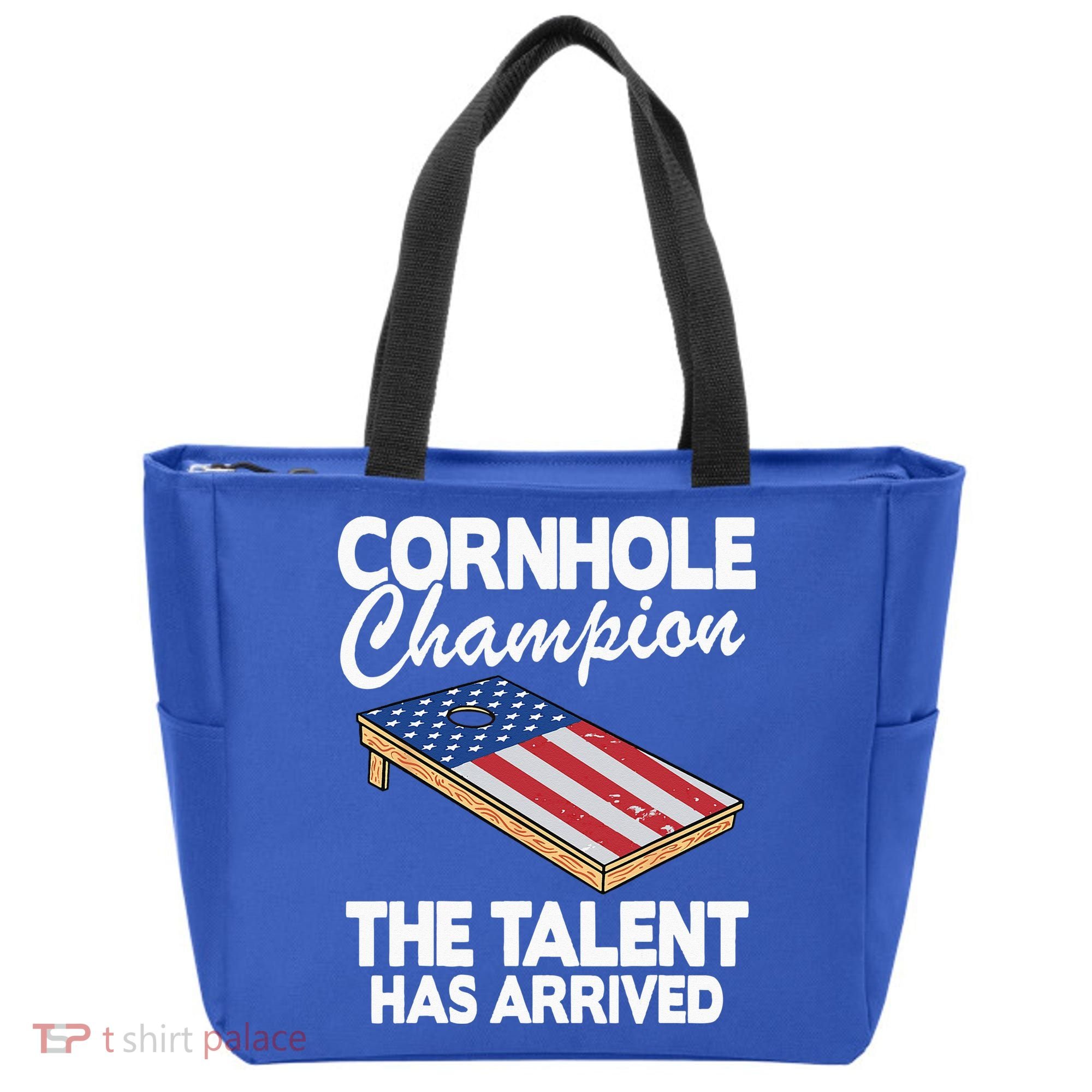 Cornhole Champion American Flag Board Funny Cornhole Tote Bag