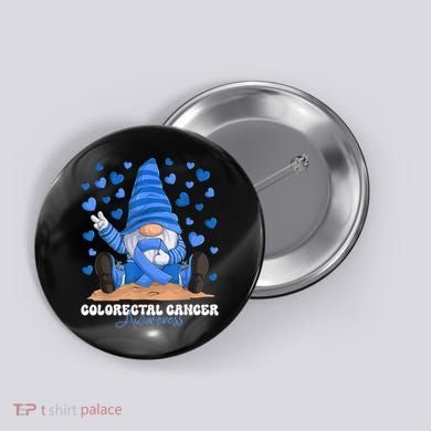 Colorectal Cancer Awareness Month Blue Ribbon Gnome Button