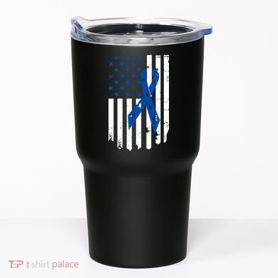 Colon Cancer Awareness Flag Tumbler