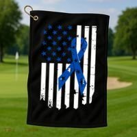 Colon Cancer Awareness Flag Golf Towel thumb 1