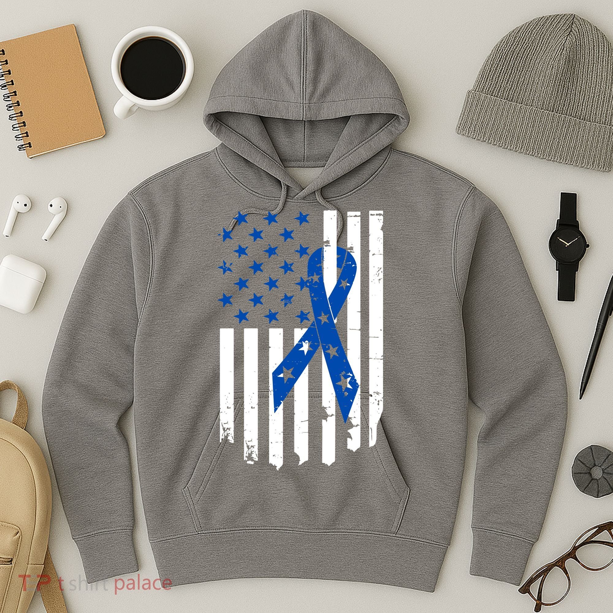 Colon Cancer Awareness Flag Hoodie
