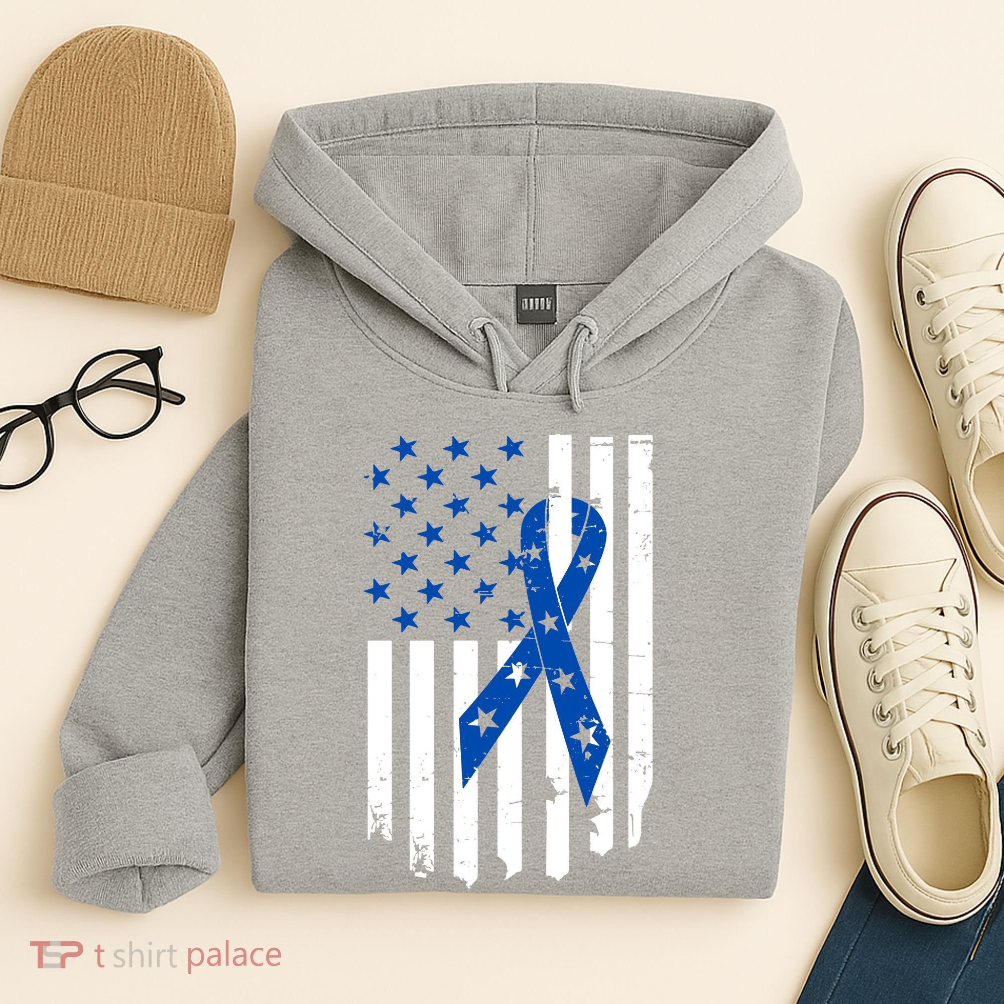 Colon Cancer Awareness Flag Hoodie