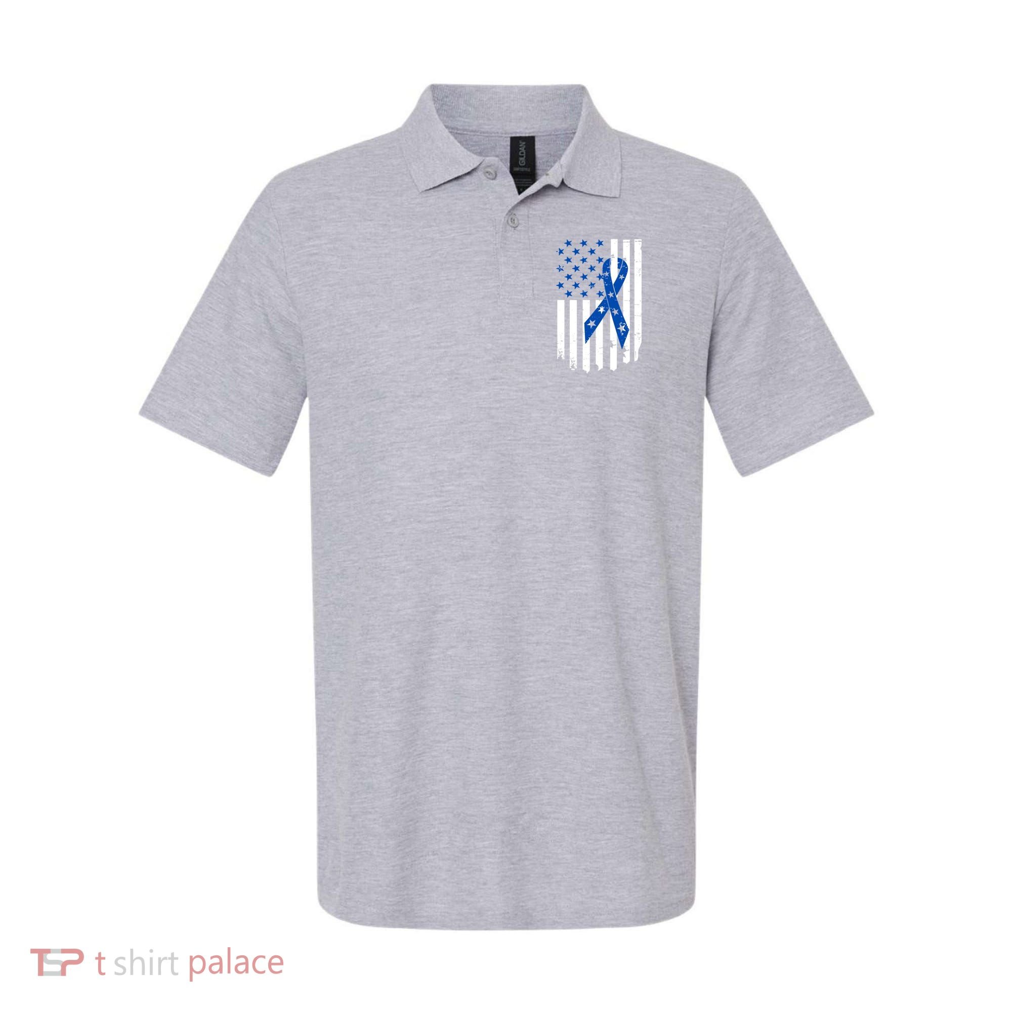 Colon Cancer Awareness Flag Polo