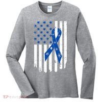 Colon Cancer Awareness Flag Women's Long Sleeve Shirt thumb 0