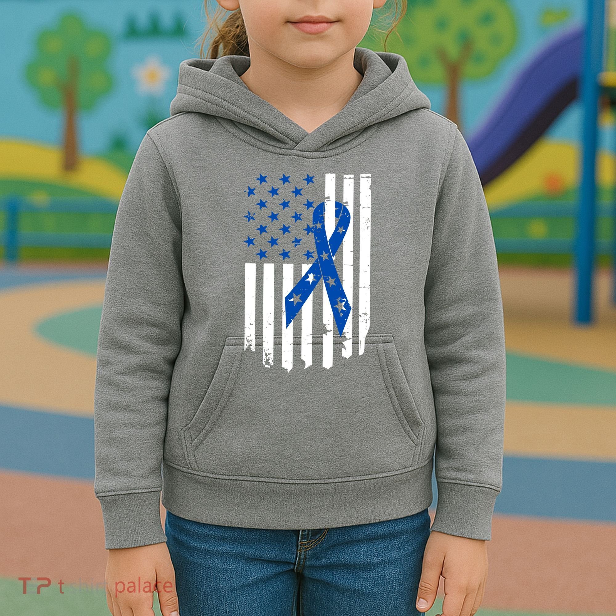 Colon Cancer Awareness Flag Kids Hoodie