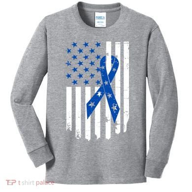 Colon Cancer Awareness Flag Kids Long Sleeve Shirt