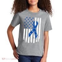Colon Cancer Awareness Flag Kids T-Shirt thumb 2