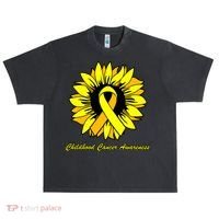 Childhood Cancer Awareness Sunflower Ribbon Urban Oversized Heavyweight T-Shirt thumb 0