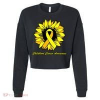 Childhood Cancer Awareness Sunflower Ribbon Cropped Pullover Crew thumb 0