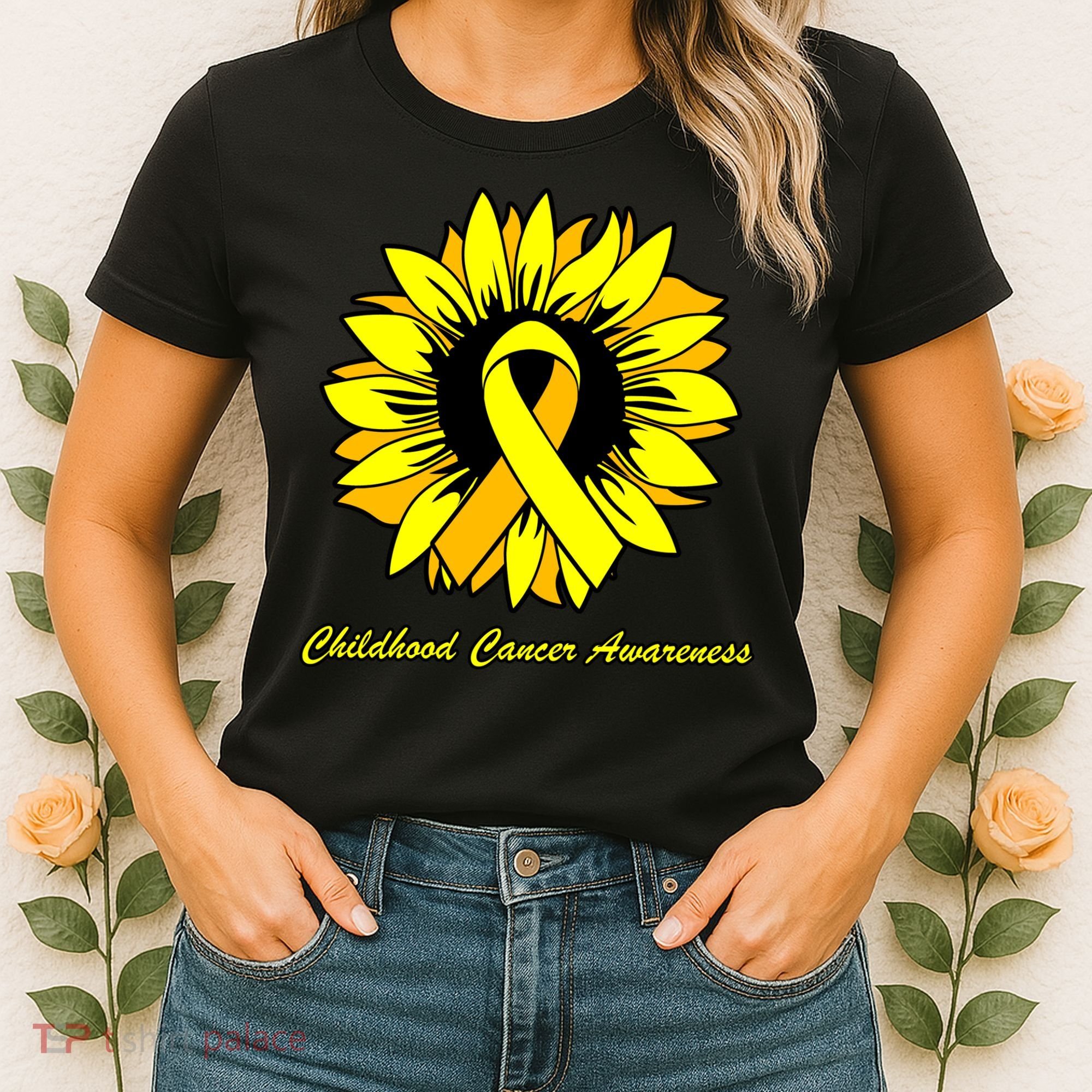Childhood Cancer Awareness Sunflower Ribbon Women's T-Shirt