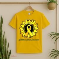 Childhood Cancer Awareness Sunflower Ribbon T-Shirt thumb 2