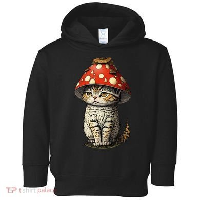 Cute Cottagecore Aesthetic Cat Mushroom Hat Cottage Core Toddler Hoodie