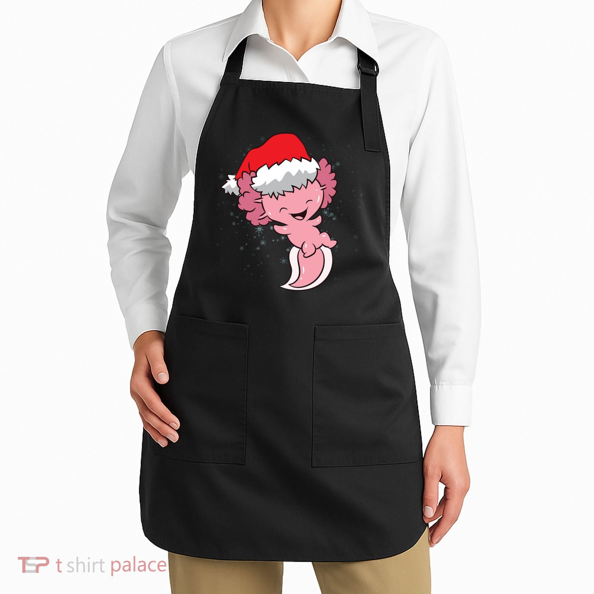 Cute Christmas Axolotl Santa Apron