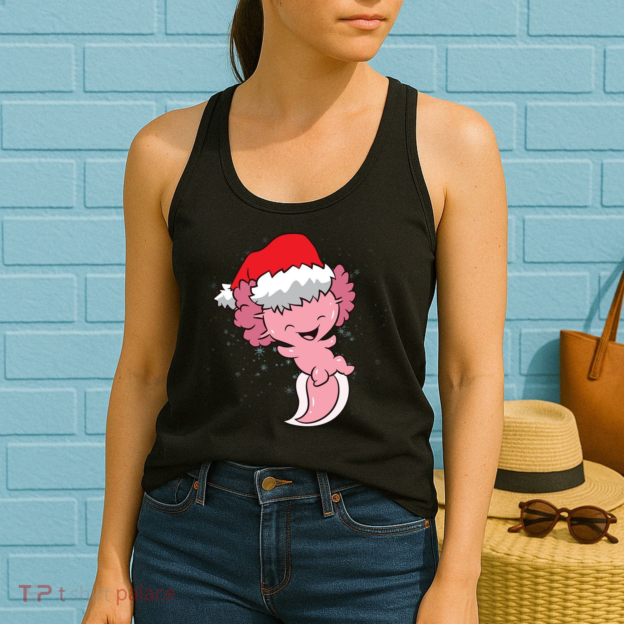 Cute Christmas Axolotl Santa Women's Tank Top