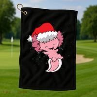 Cute Christmas Axolotl Santa Golf Towel thumb 1