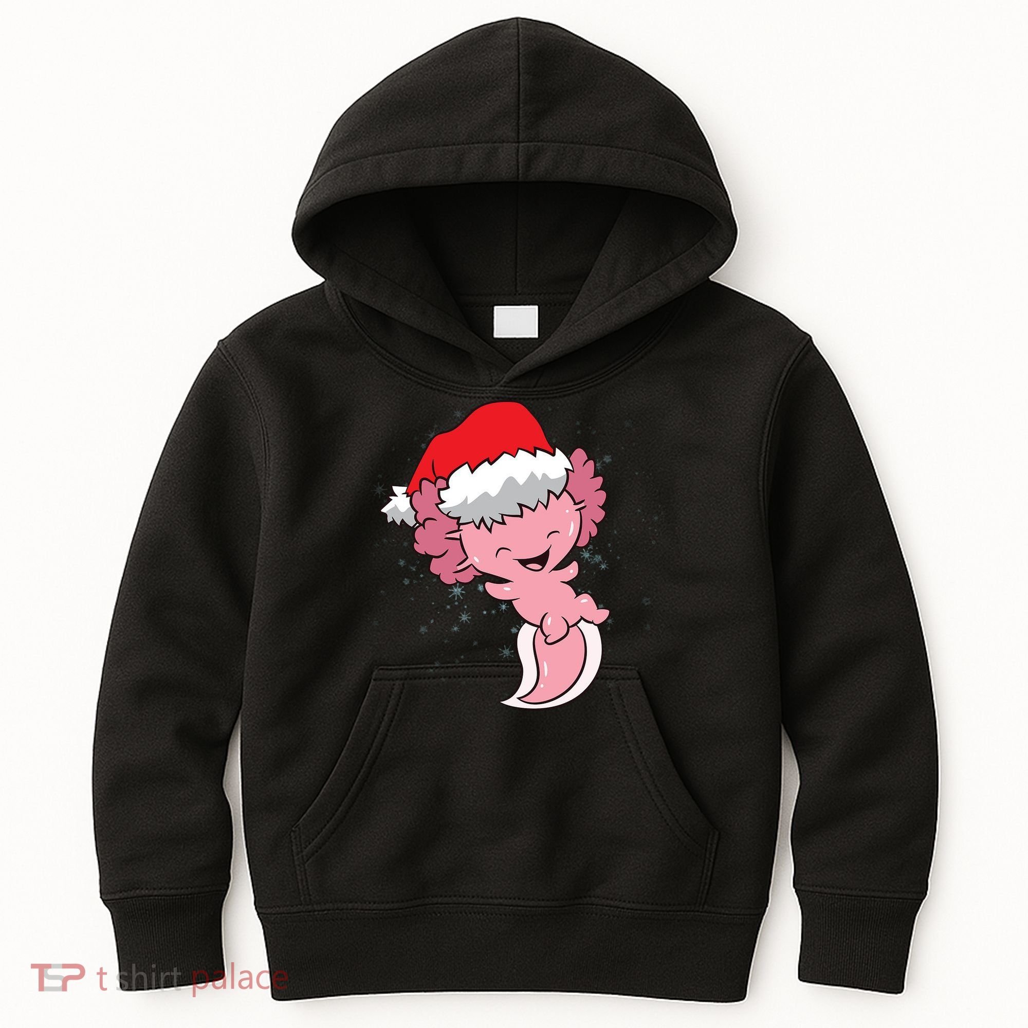 Cute Christmas Axolotl Santa Kids Hoodie