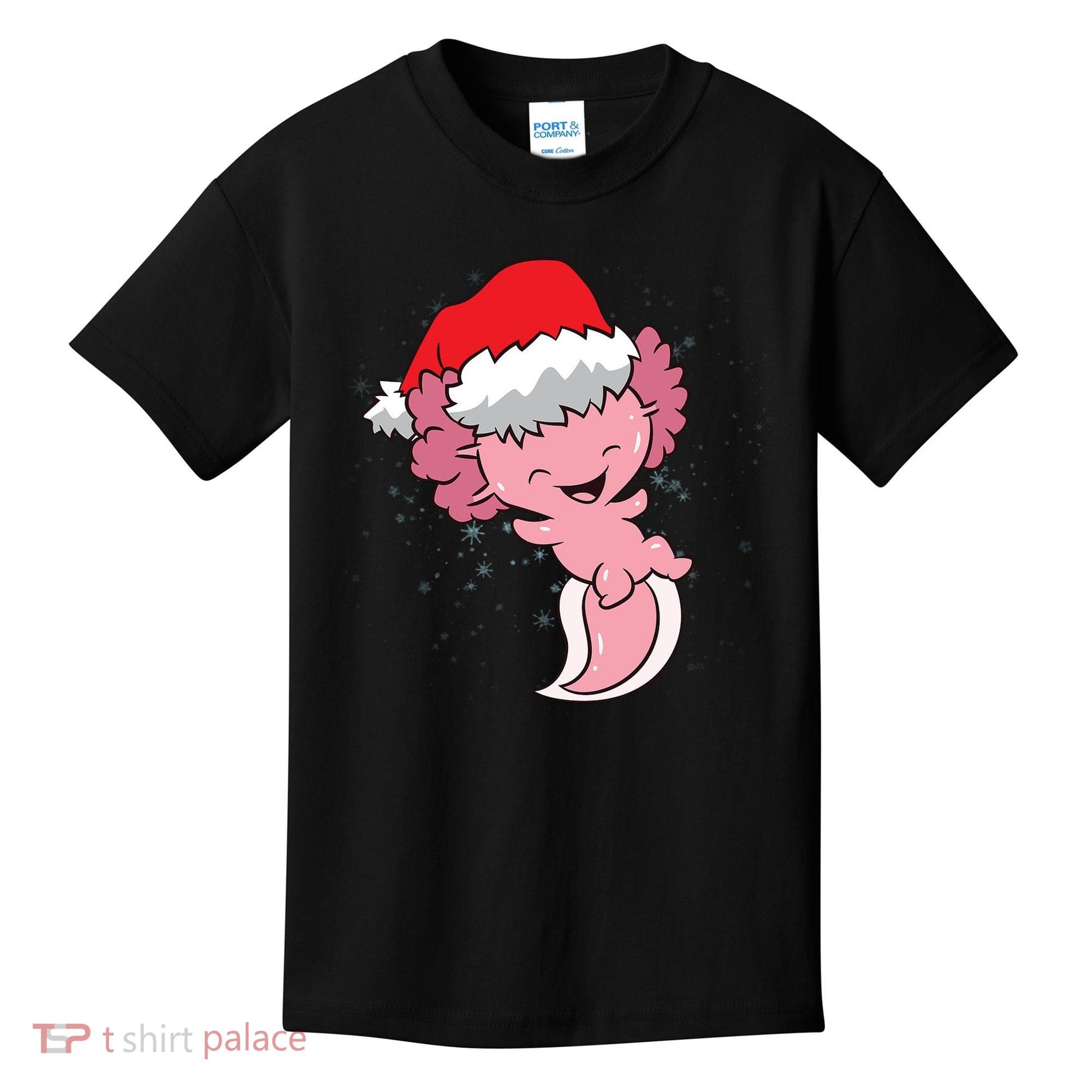 Cute Christmas Axolotl Santa Kids T-Shirt