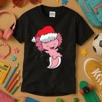 Cute Christmas Axolotl Santa Kids T-Shirt thumb 3
