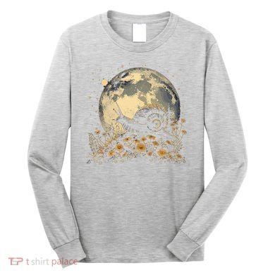 Cottage Core Aesthetic Snail Moon Flowers  Long Sleeve Shirt