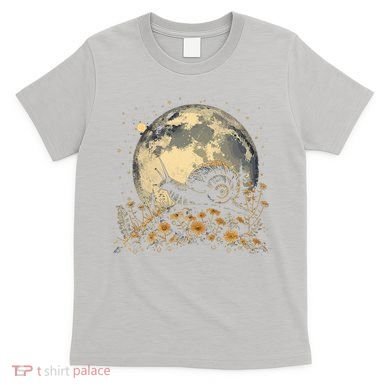 Cottage Core Aesthetic Snail Moon Flowers  T-Shirt