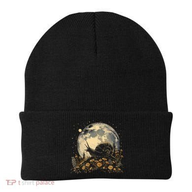 Cottage Core Aesthetic Snail Moon Flowers  Beanie