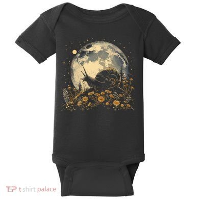 Cottage Core Aesthetic Snail Moon Flowers  Baby Bodysuit