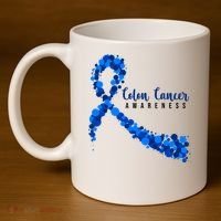 Colon Cancer Awareness Ribbon 11oz C Handle Ceramic Mug thumb 4