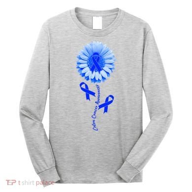 Colon Cancer Awareness Ribbon Flower Long Sleeve Shirt