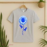 Colon Cancer Awareness Ribbon Flower T-Shirt thumb 2