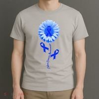Colon Cancer Awareness Ribbon Flower T-Shirt thumb 3